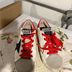 GGDB White Sneakers with Red Laces
